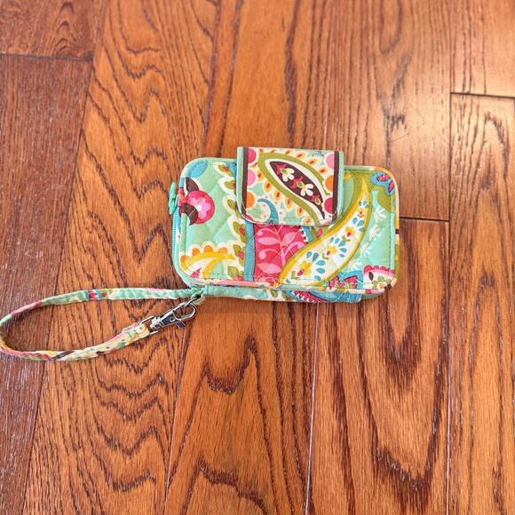 Vera Bradley Retired Tutti Frutti Green Pink Smartphone ID Wristlet Wallet Phone - Picture 2 of 10